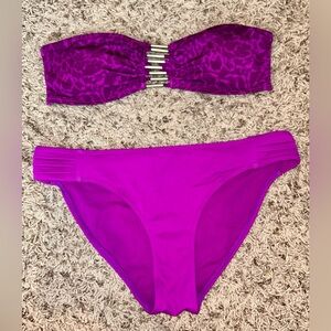 Women’s H&M Purple Leopard Swimsuit Bottom Size 6/Top Size 8